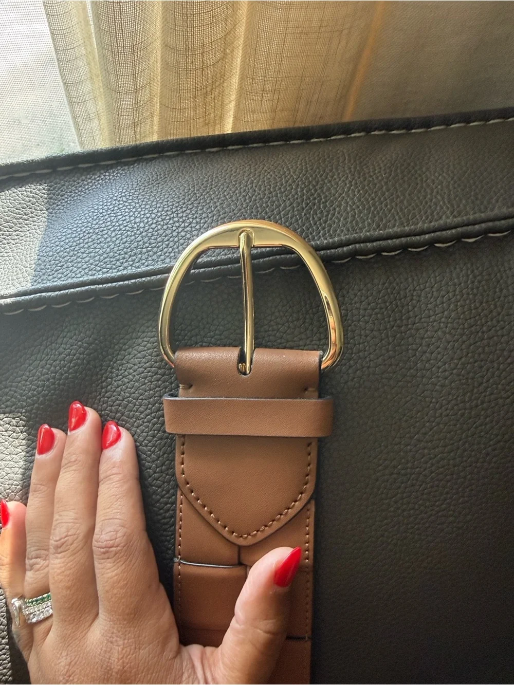Michael Kors Woven Leather Belt - Tan